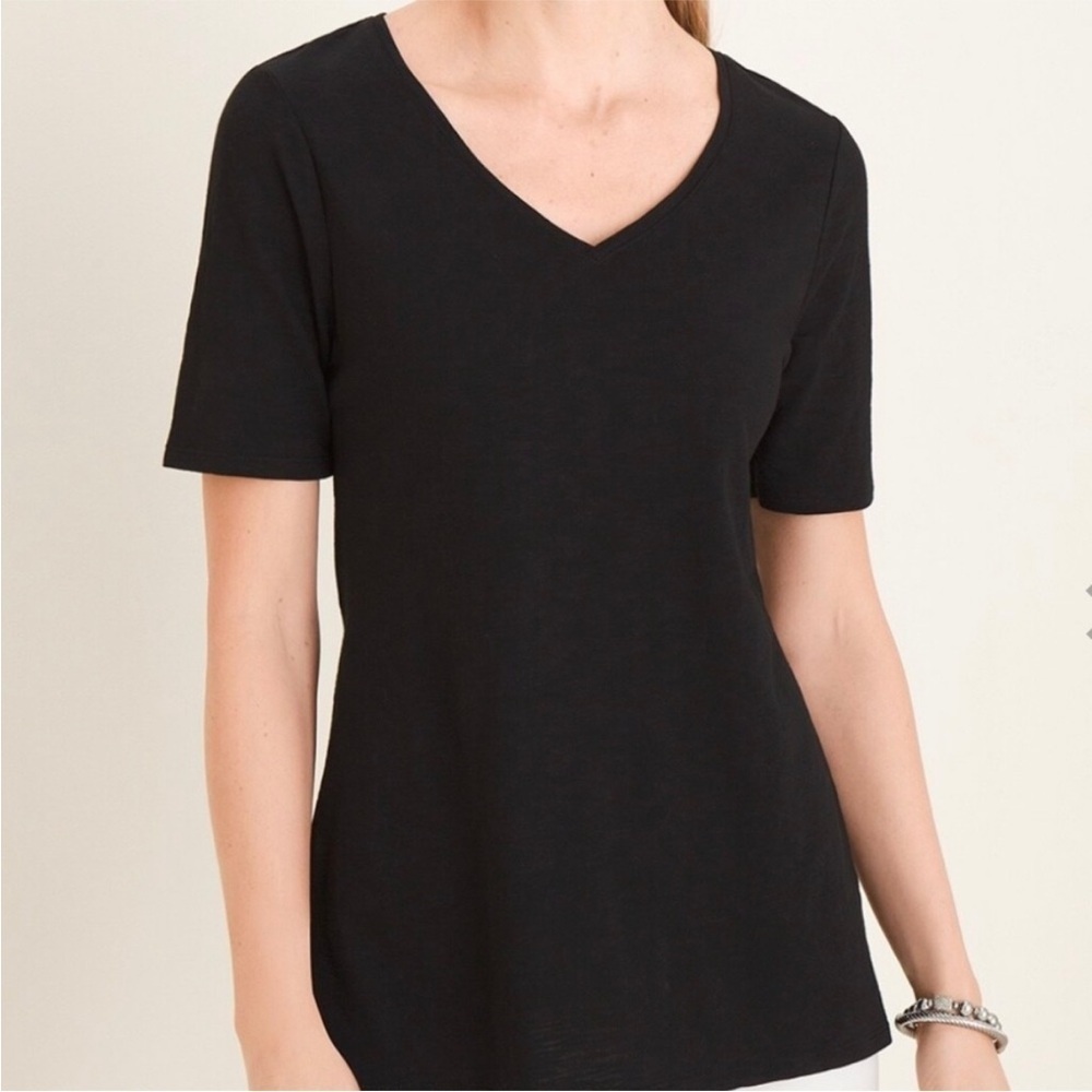 Chico’s The Ultimate Tee Chico’s 1 (US Medium) Black Cotton Modal Blend, Medium